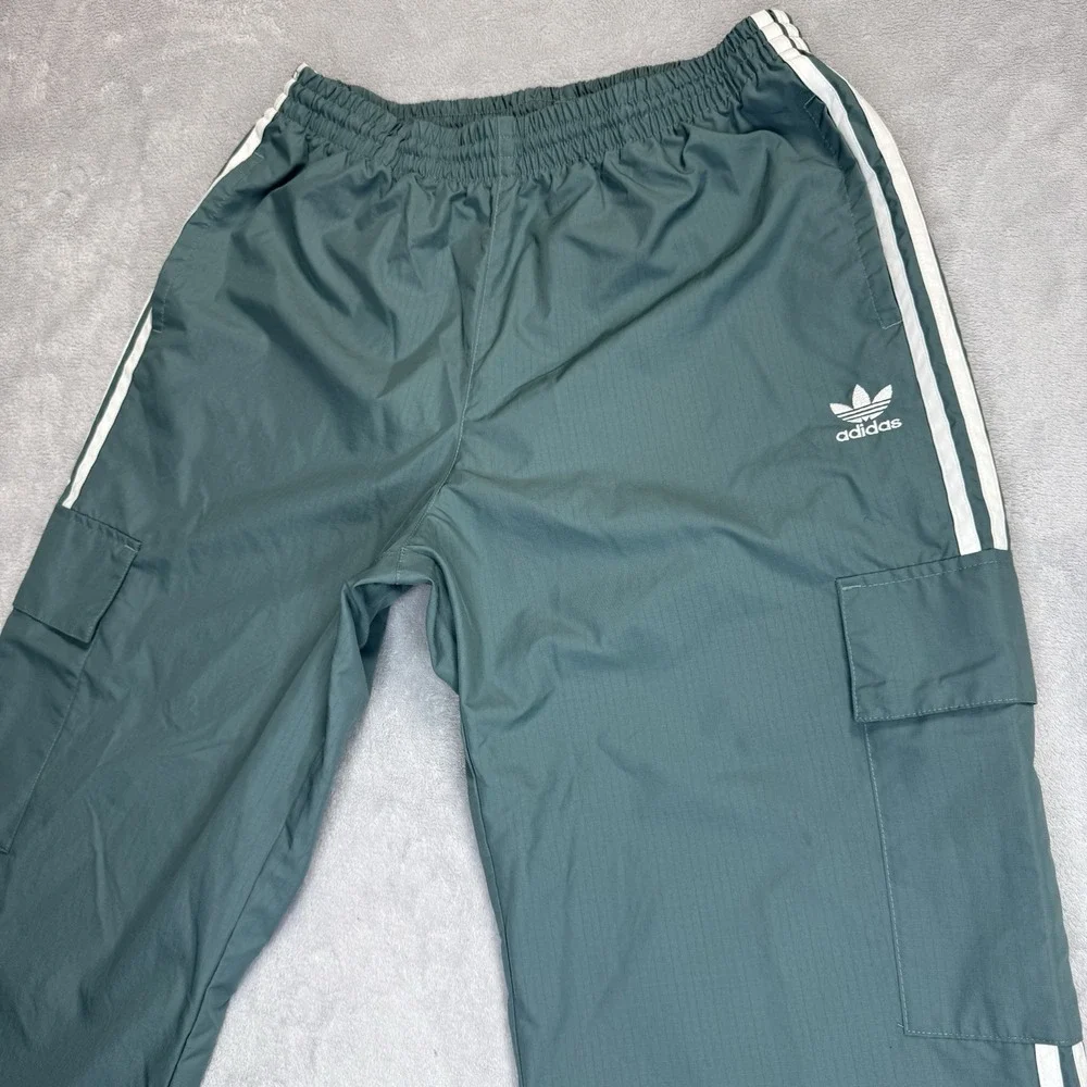 Adidas Originals Parley Cargo Track Pants Men's L Green 3 Stripe Wide Leg